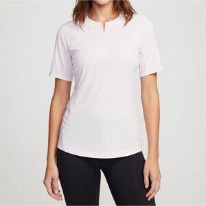 Womens Athleta Quarter Sleeve Half Zip Running Shirt Pastel Pink L